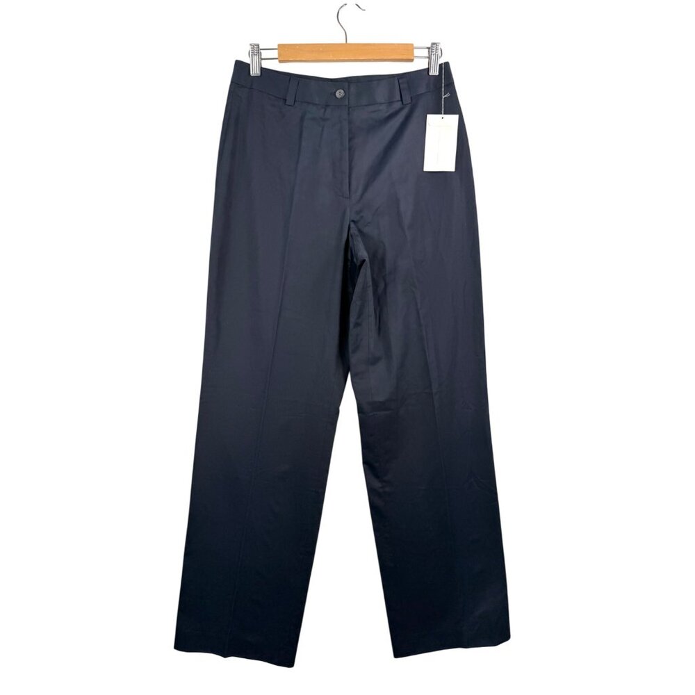 J.Crew cotton straight leg relaxed trouser pants dark navy 90s preppy sz 10‎